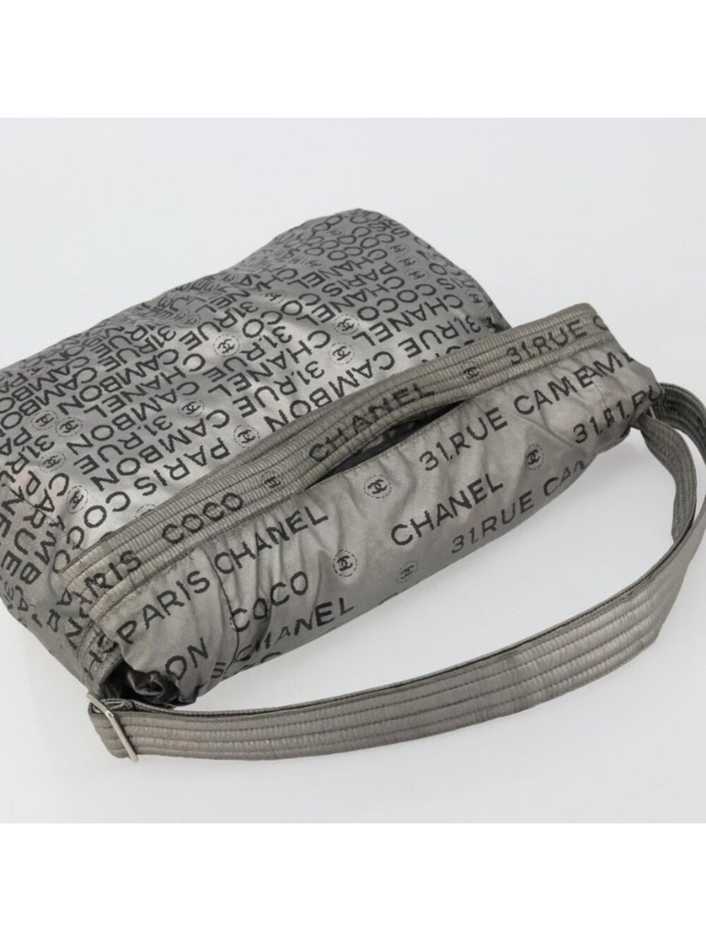 Authentic CHANEL Unlimited Shoulder Bag Coated Canvas 2way Silver CC - Picture 13 of 16